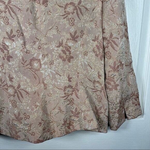 Anthropologie Tape Measure Jacquard Gold Floral Blazer Jacket Sz 8 - Picture 3 of 13